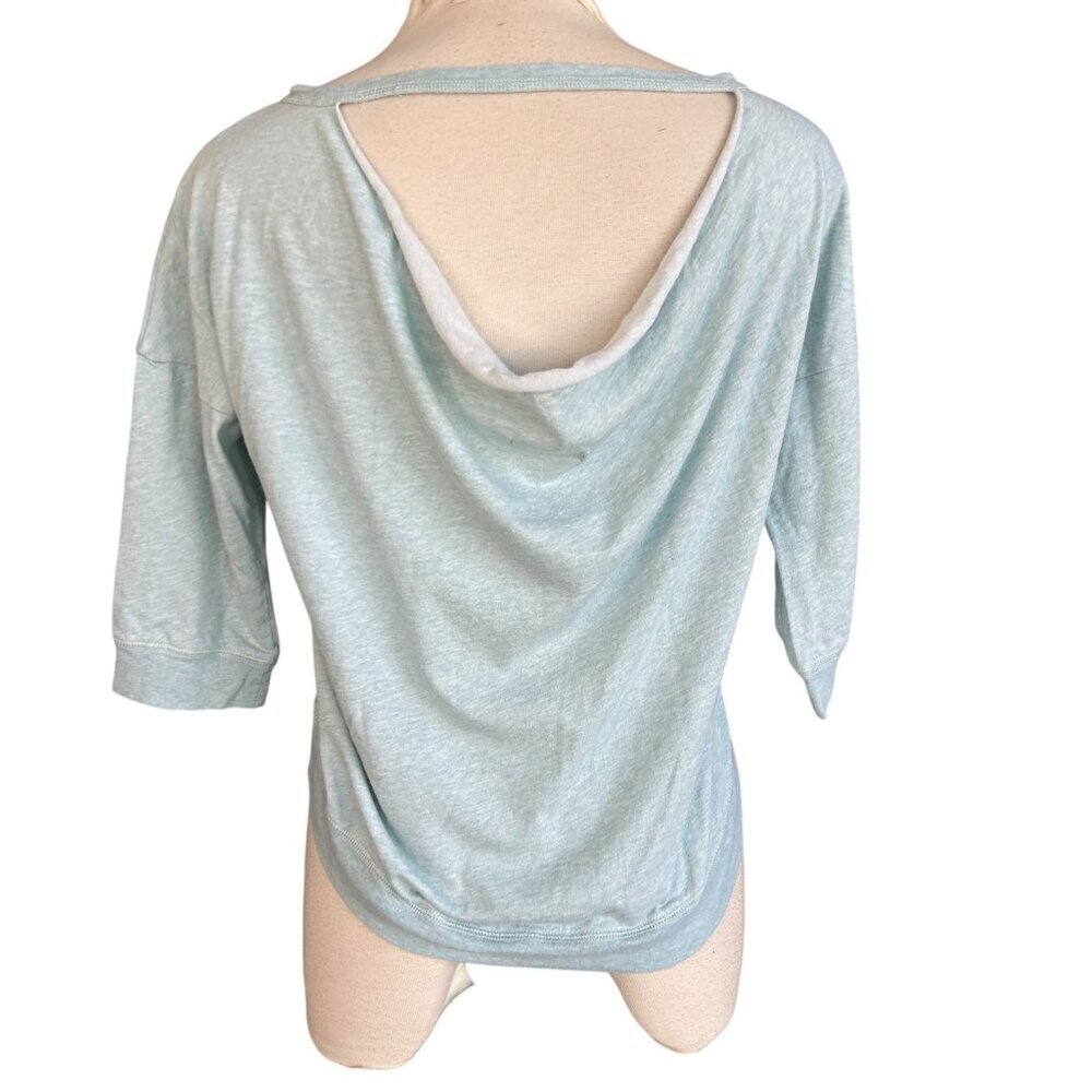 Trouve Y2K Aqua Blue Cropped Open Draped Back Casual Top Size Medium